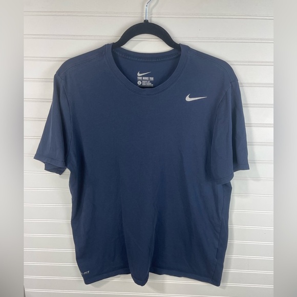 Nike Blue Short Sleeve Athletic Cut Dri-Fit Crew Neck Shirt Size Large Men’s EUC - Picture 1 of 10